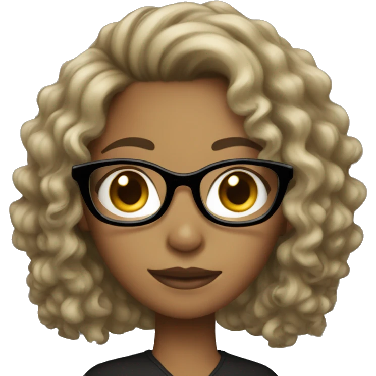 a girl with black glasses and curly dark-blonde hair emoji
