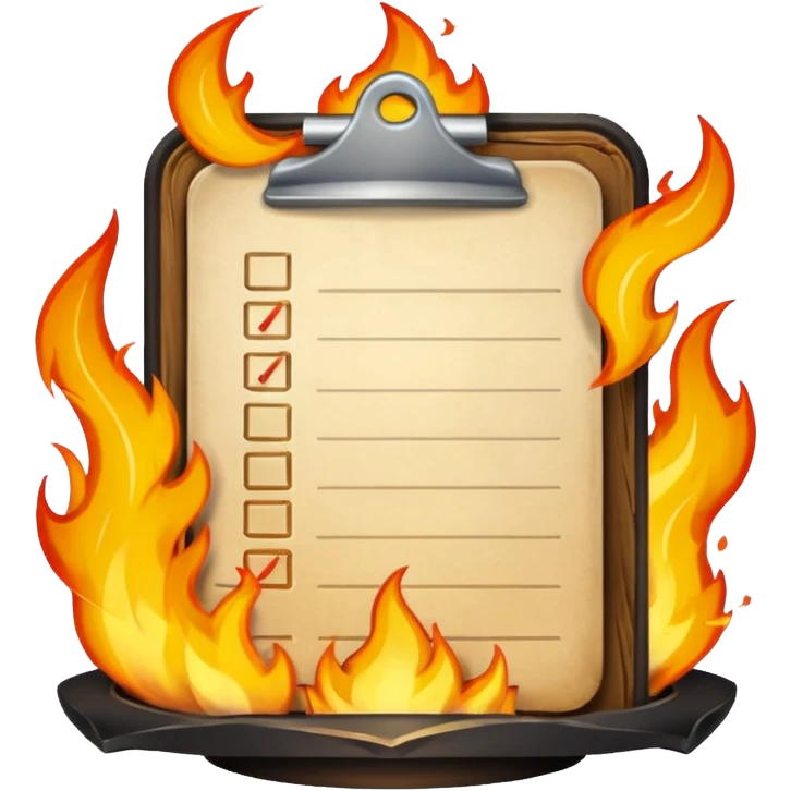 A To-do list on fire. Representing fast completion. This will be an app achievement so make it kind of high end ux looking or even like a fun trophy emoji