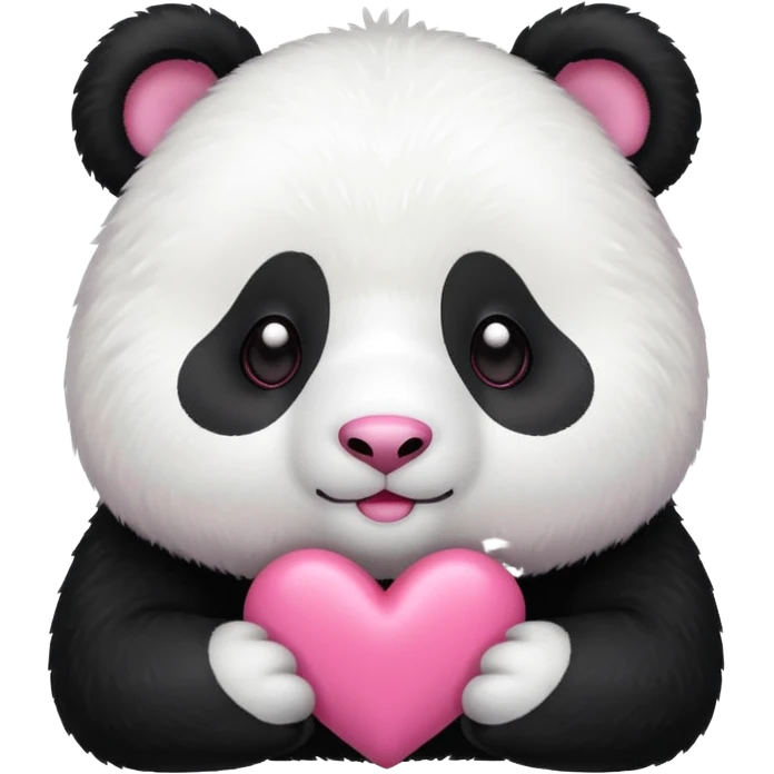 Panda blanco corazón rosa kawaii emoji