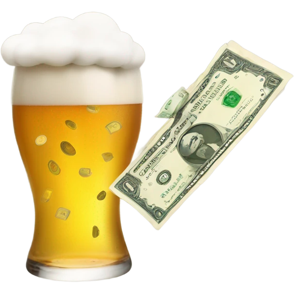 Beer flying away with money emoji