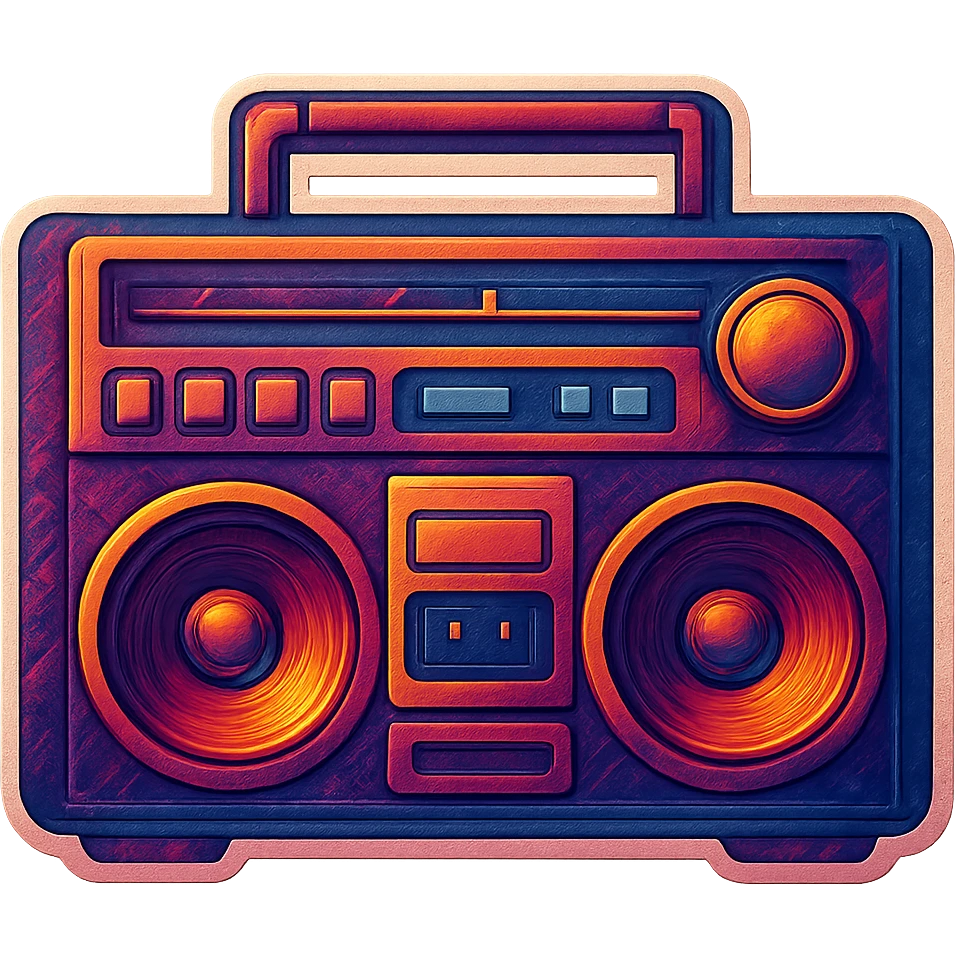 A boombox stereo with speakers and cassette deck emoji