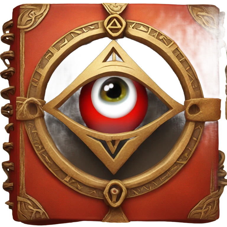 spell book that's red with eye in the middle with runes emoji