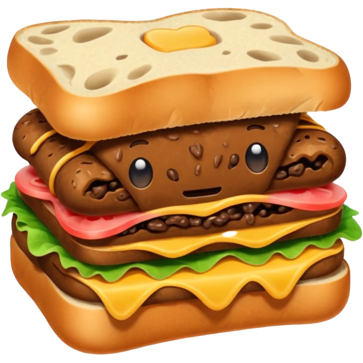 Cute poop sandwich emoji