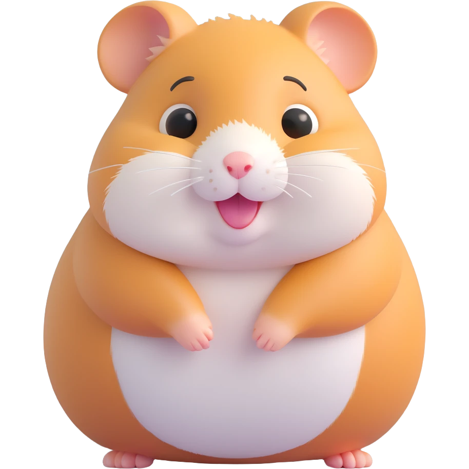 3D emoji style hamster, cute, round, expressive face, soft fur emoji