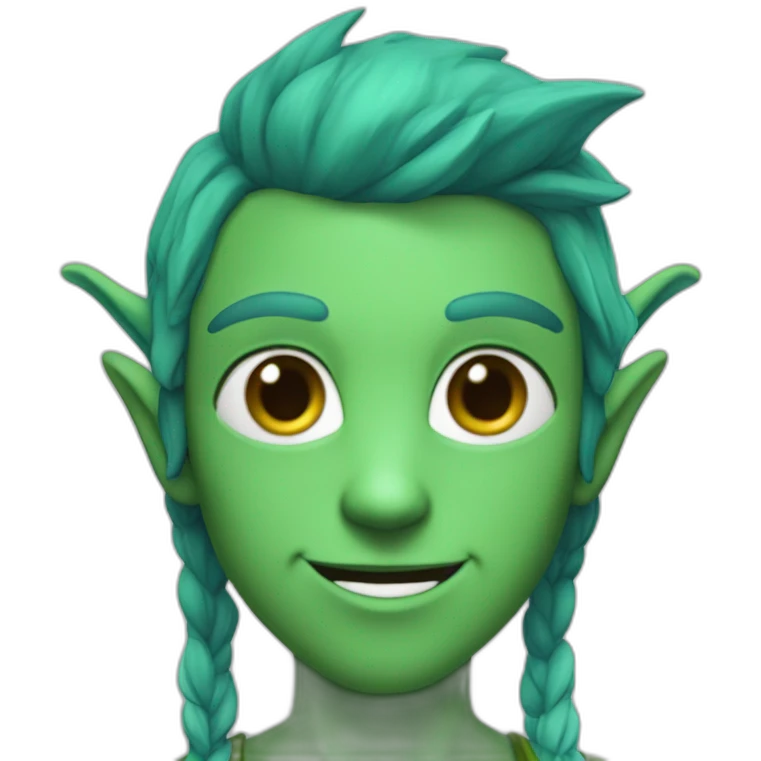 Blue-Elf-Man - with sharp ears-green hair  with pc emoji