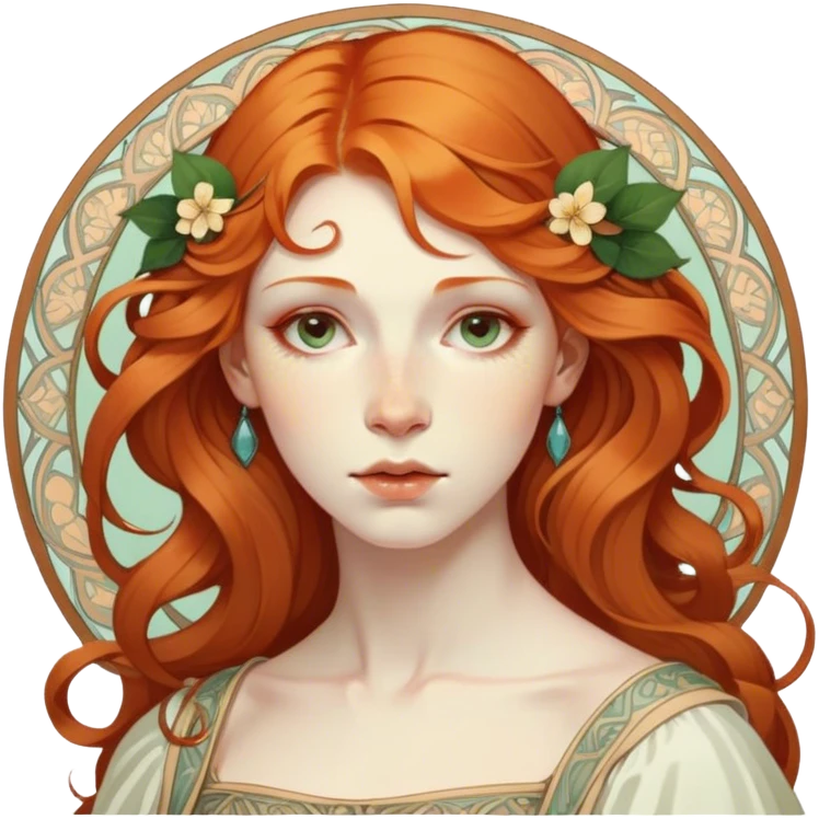 Ginger woman alphonse mucha emoji