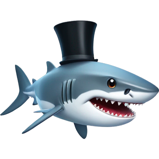 Shark with a top hat emoji