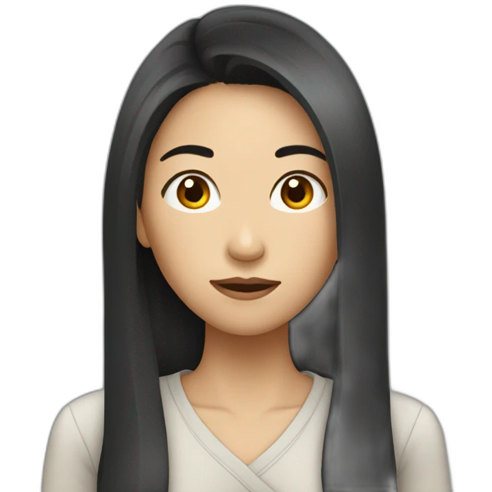Asian woman with long hair and try to recommend something emoji