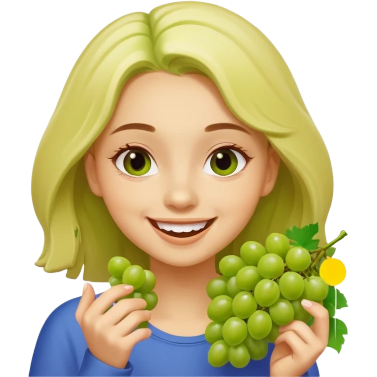 Light skinned girl eating grapes emoji