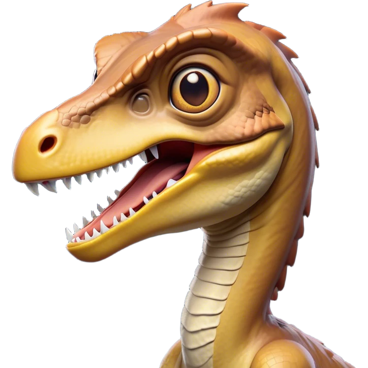 Cinematic Comical jurassic park Velociraptor Portrait Emoji, Head tilted dramatically with an exaggeratedly shocked expression, featuring a sleek, agile form with wide, comically expressive eyes and a quirky, animated snout that brings out its playful side, Simplified yet hilariously expressive features, highly detailed, glowing with a slightly sassy prehistoric glow, high shine, dramatic yet playful, stylized with an air of cheeky dinosaur mischief, soft glowing outline, capturing the essence of a meme-worthy jurassic park Velociraptor that looks ready to side-eye its way into viral fame! emoji