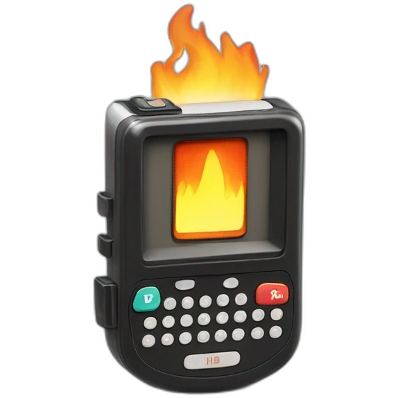retro beeper on fire emoji