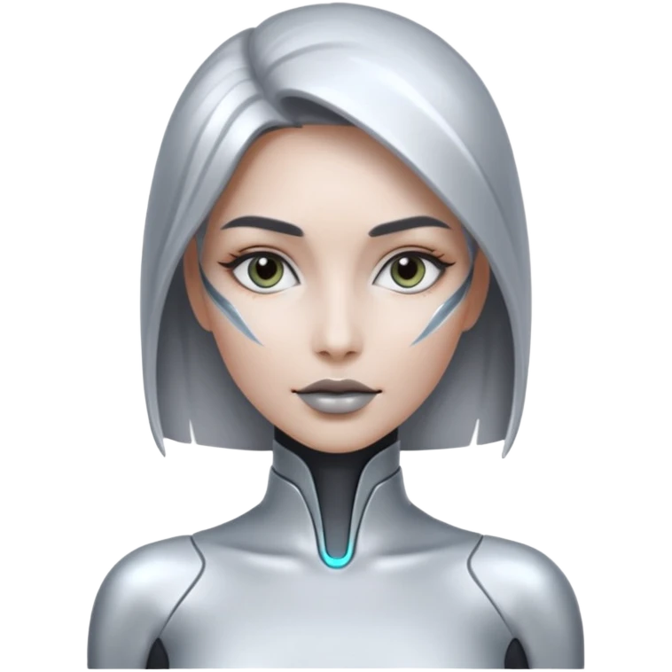 mach mir ein emoji von einer Frau in dr Zukunft. in 100 jähren, sie soll sehr technologisch aussehen. emoji
