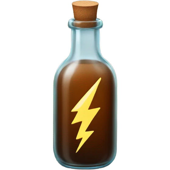 small brown glass bottle with lighting bolt on it emoji