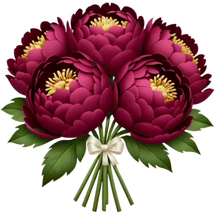 Big bouquet of burgundy peonies with a white satin ribbon emoji