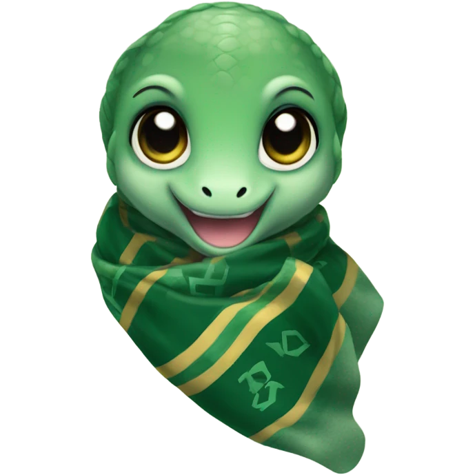 cute baby snake wearing Slytherin scarf hogwarts emoji