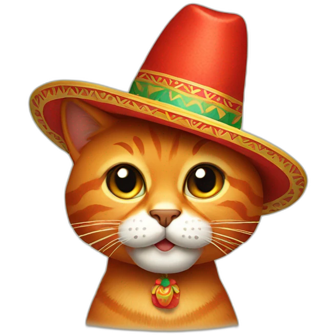 red cat with a mexican hat emoji