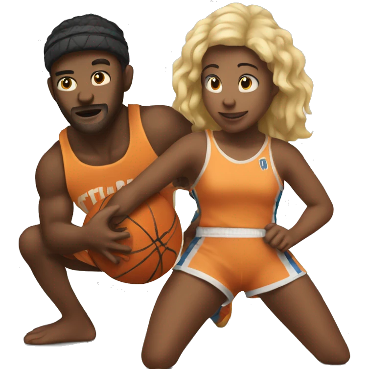 Guy that wrestles and girl that plays basketball  emoji