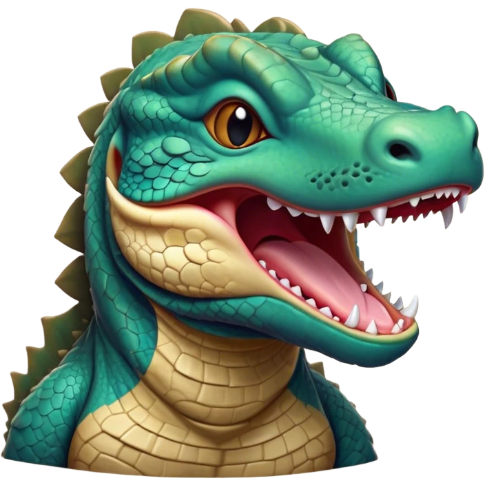 Cinematic Cute Yawning Komodo Dragon Lizard Portrait Emoji, Head slightly angled in a dramatic, wide-open yawn, showcasing rugged, textured scales and sleepy, half-closed eyes, Simplified yet irresistibly adorable features, highly detailed, glowing with a soft, cozy glow, high shine, relaxed yet expressive, stylized with a hint of whimsical wildness, soft glowing outline, capturing the essence of a drowsy yet endearing reptile that appears ready to stretch out for a nap! emoji