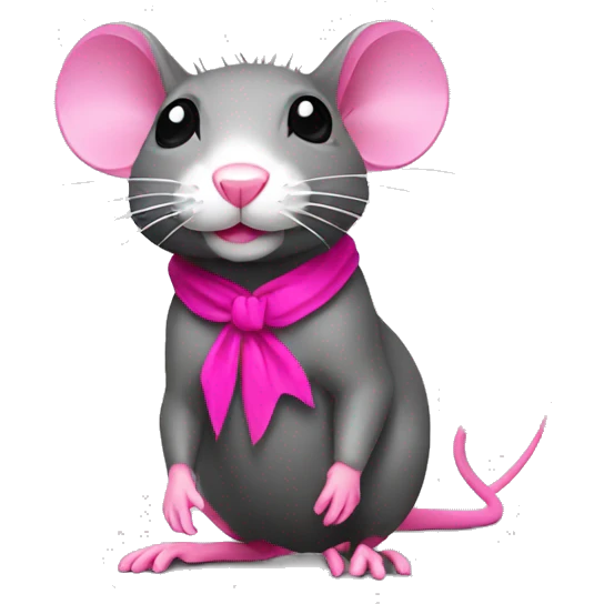 Rat wearing hot pink heals emoji