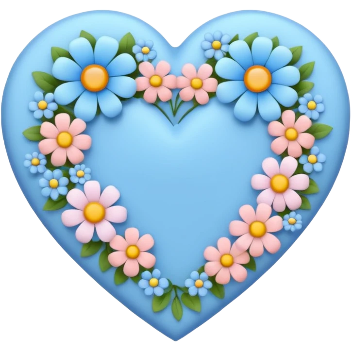 blue heart with flowers emoji