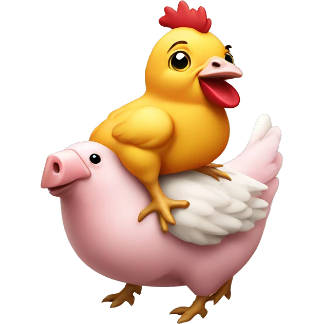 piggy riding a chicken emoji