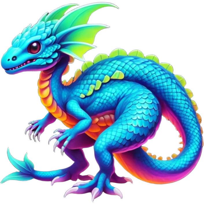 Exotic futuristic lush warm-colored neon Fakémon-Fionbri-creature emoji