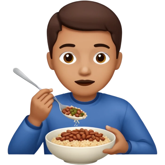 Create a person having lunch. Not a sandwich. Rice, beans and meat. emoji