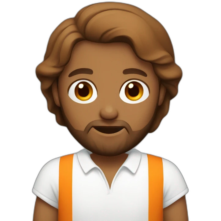 Jesus wearing a polo shirt with white orange colors emoji