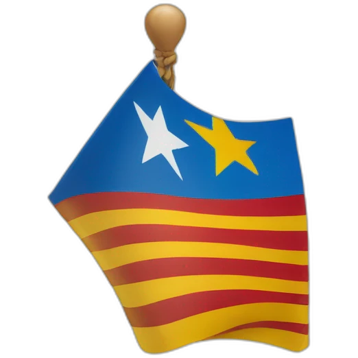 Catalan flag with side blue triangle and a white star in it emoji
