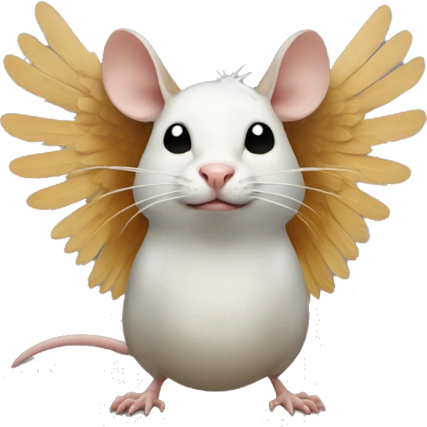 Rat with wings of a chicken and a cats head on his mouth emoji