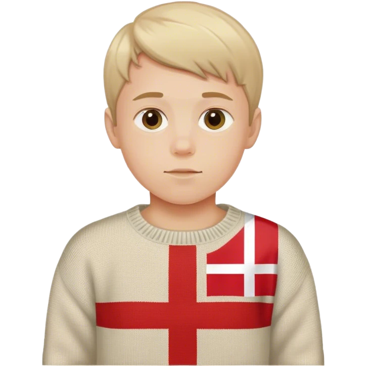 photorealistic boy in the sweater with danish flag emoji