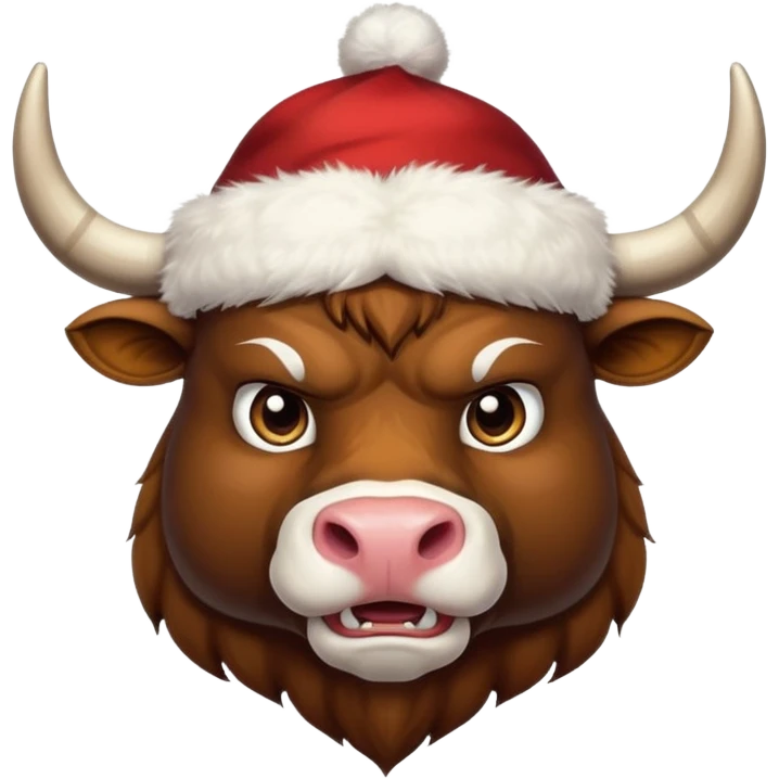 angry winter New Year's with white horns bull emoji emoji