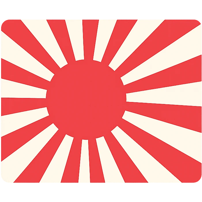 Japanese Empire flag (Rising Sun with rays) icon, flat style, colorful emoji