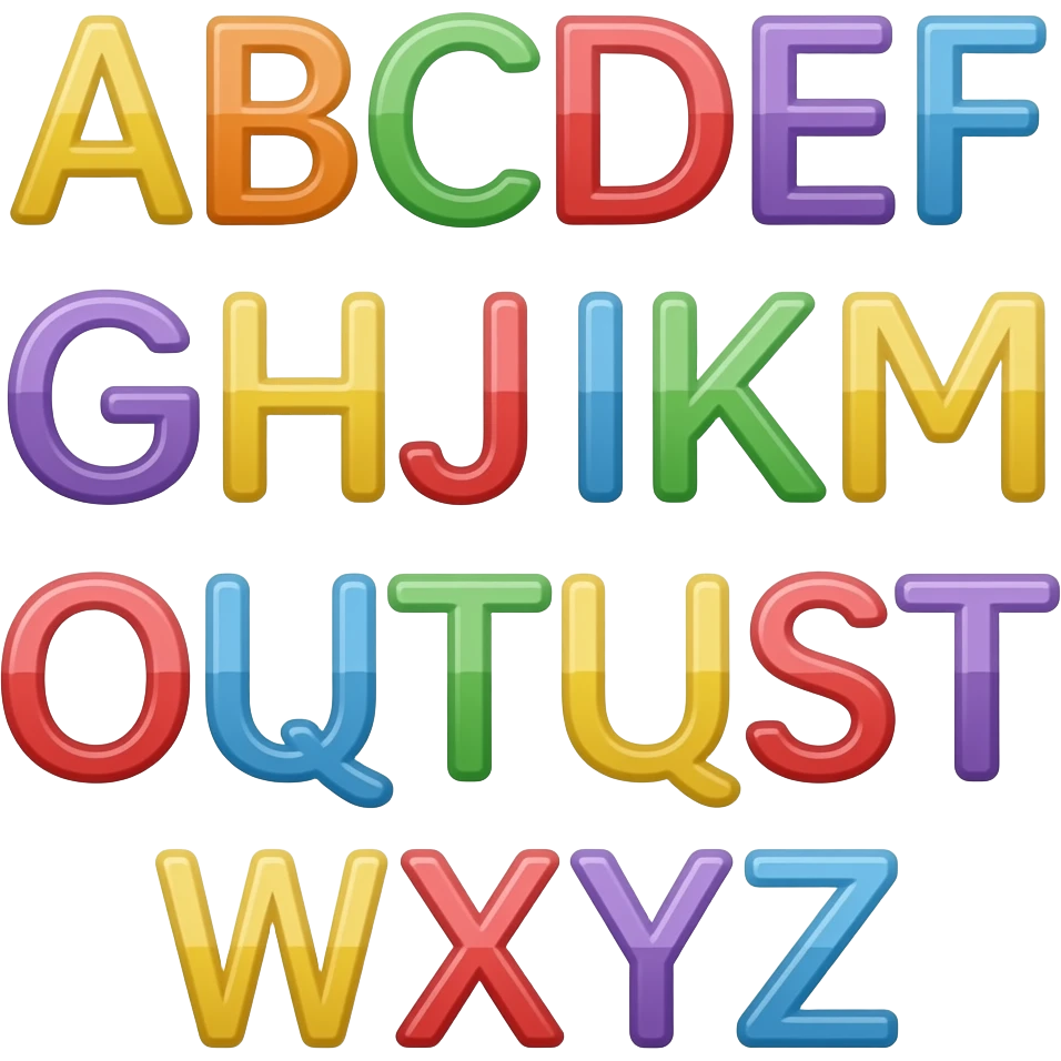 multi color beautiful alphabet emoji
