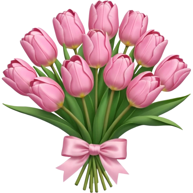 light pink tulip bouquet with light pink bow emoji