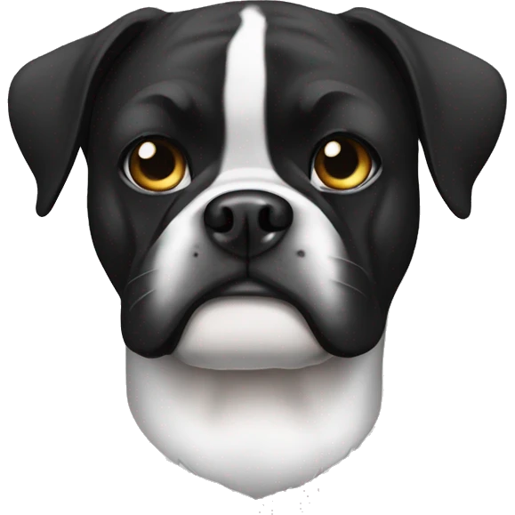 Black and white boxer dog with an eye patch  emoji