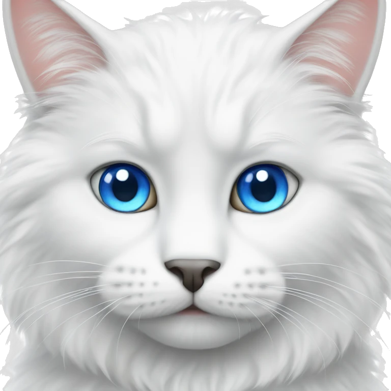 White fluffy cat with man blue eyes emoji