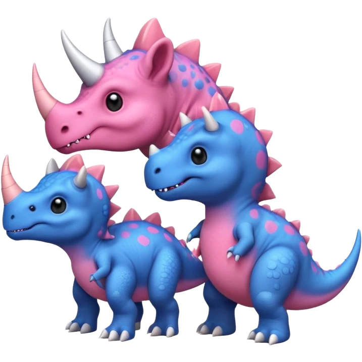 2 Dino one Triceratops cute pink kawei in love with one Blue t-Rex  one should be an triceratops  emoji