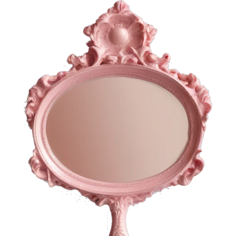 vintage rococo light pink hand mirror emoji