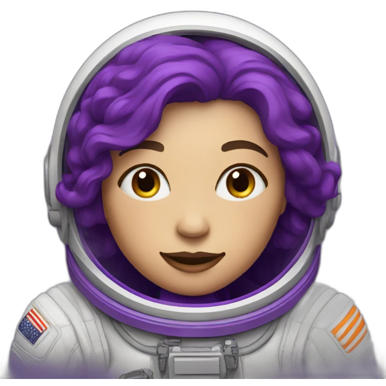 White woman astronaut with purple color emoji