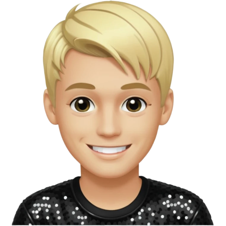 Aaron Carter with blonde hair, black sequin outfit emoji