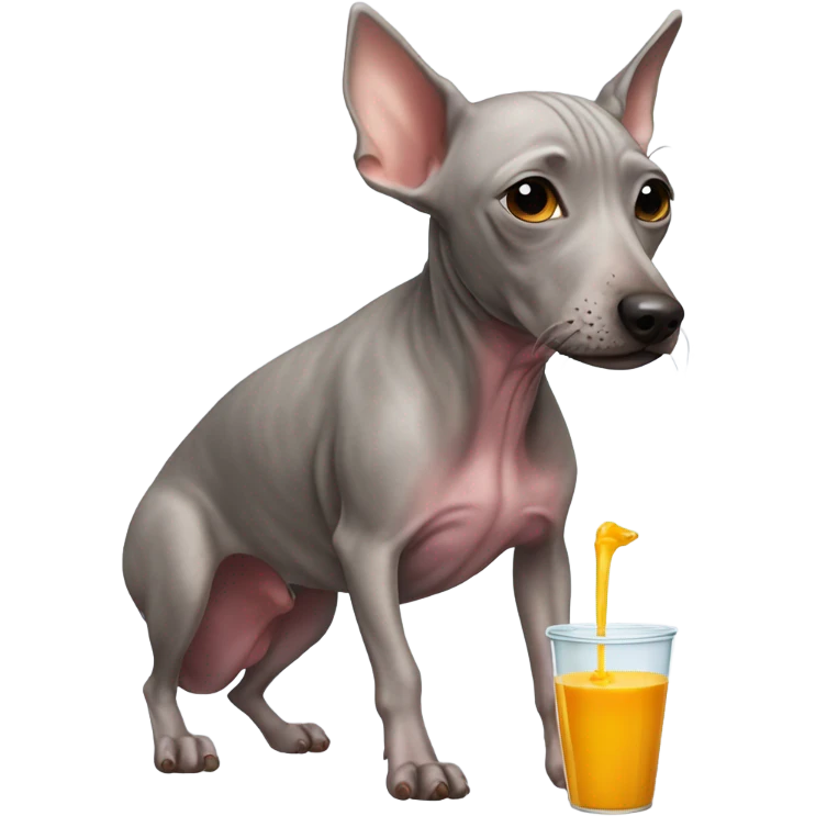 American Hairless Terrier drinking juice From a tube emoji