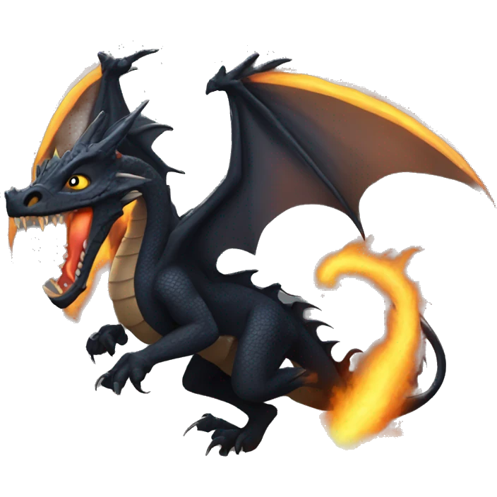 Dragón negro furia nocturna emoji