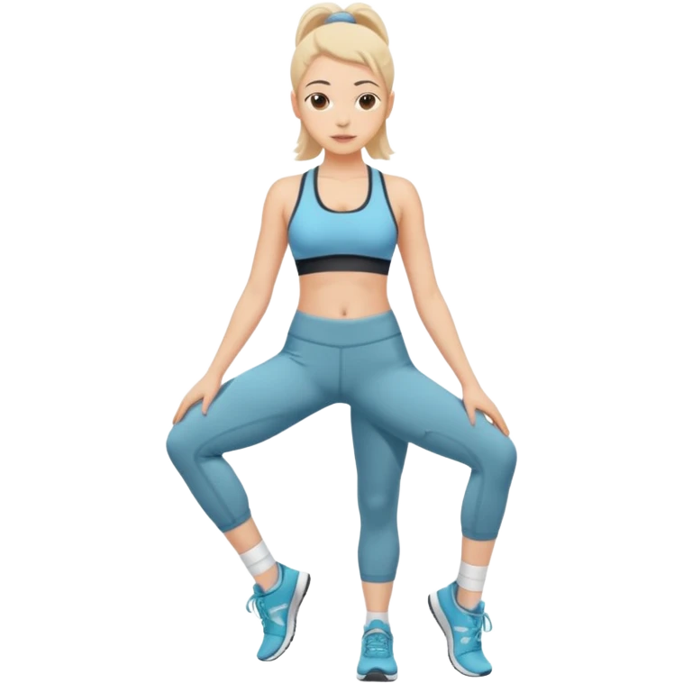 prepubescent flat-chested girl in a sports bra, yoga pants, socks and sneakers emoji