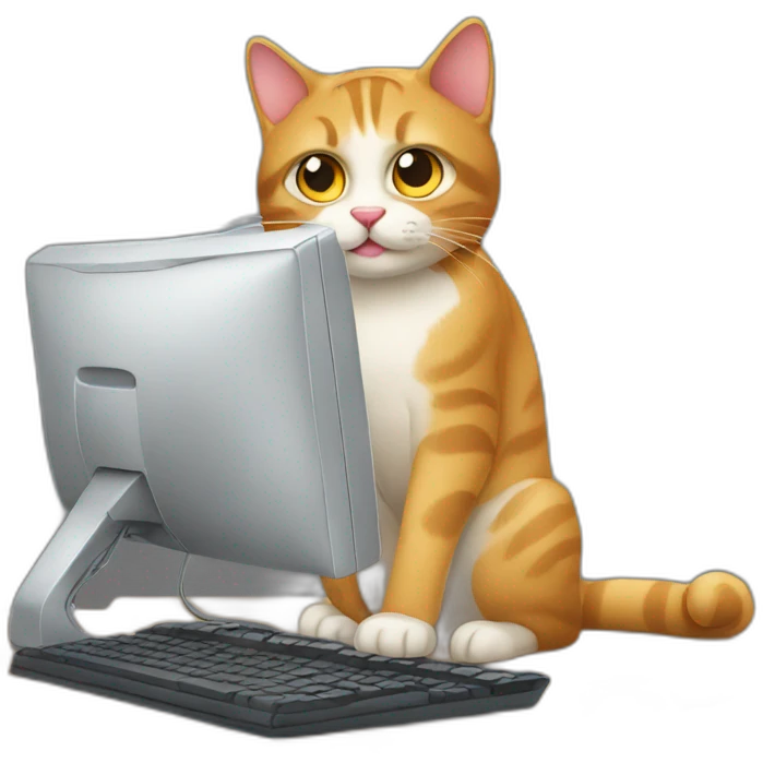 cat using computer emoji