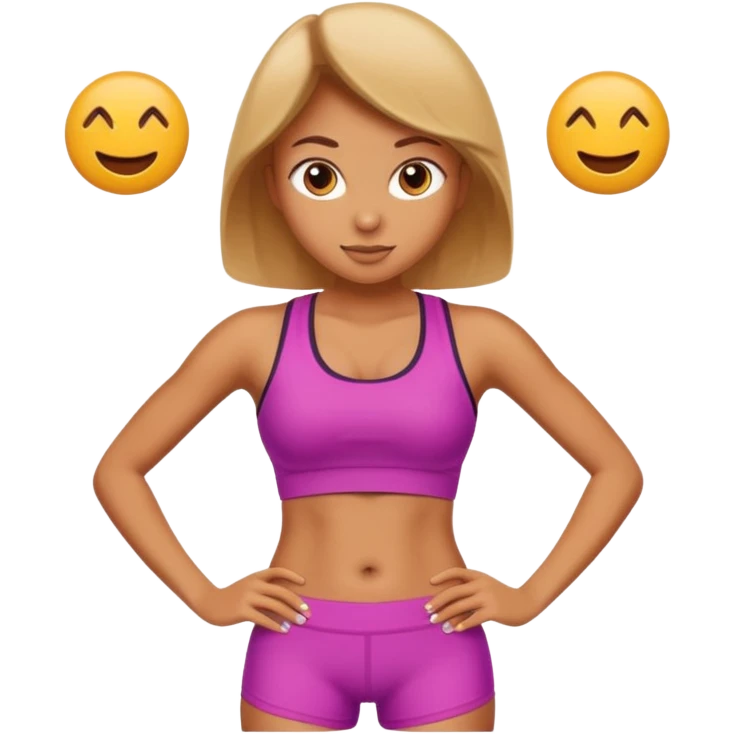 sporty woman cartoon emoji style belly abs emoji