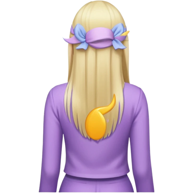 back view of a person, blonde with long straight hair, wearing pastel purple clothes emoji