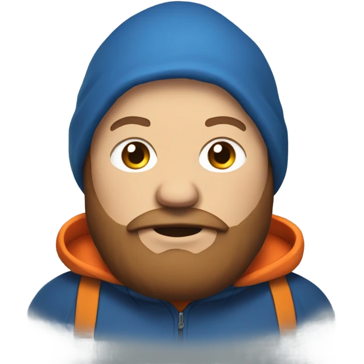 Fat streamer on twitch with blue hoodie and orange beard emoji