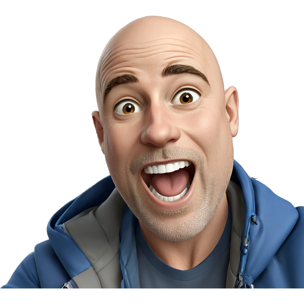 bald man in blue jacket emoji