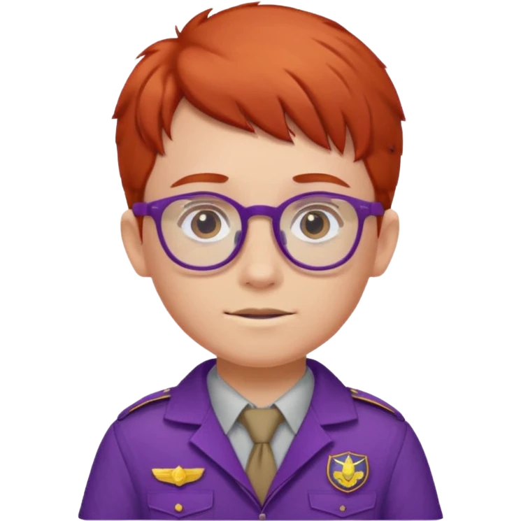 red haired scout kid with purple uniform and glassess emoji